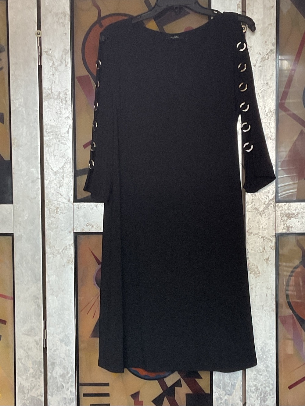 MSK Black Dress with Eyelet Sleeve Detail